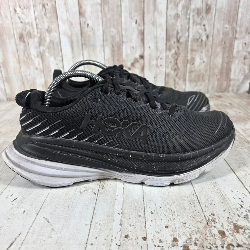 Hoka Bondi X Mens Road Running Shoes Black White Carbon Plate  Size 9D